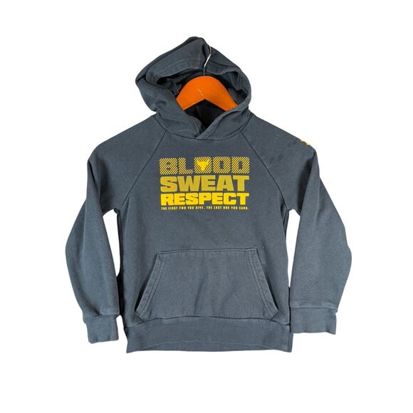 Project Rock Under Armour Pullover Hoodie Black Gold Youth XS Dwayne Johnson Kid - Picture 1 of 9